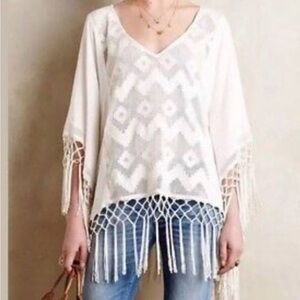 Anthropologie Lilka Ivory Boho Scoop Neck Large‎